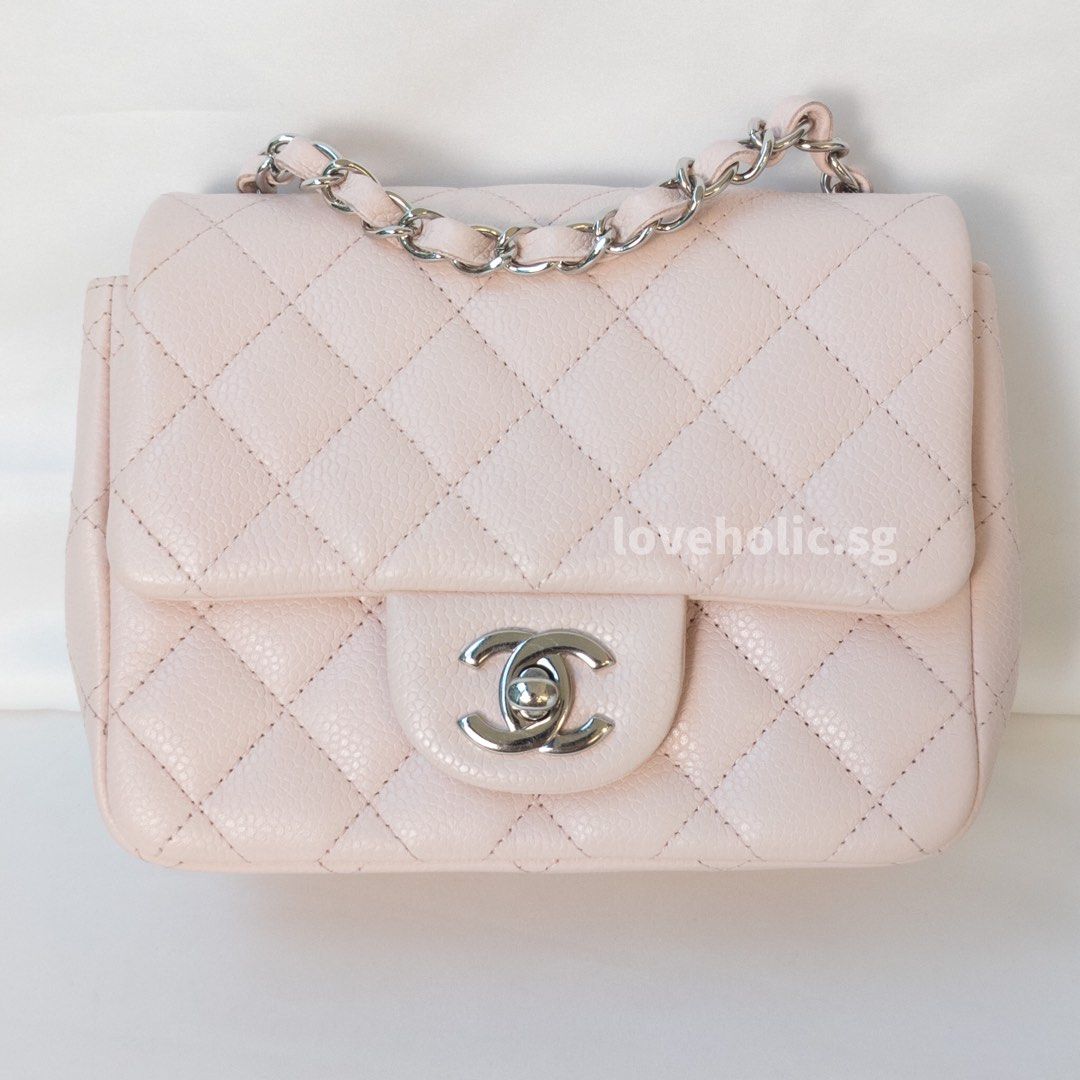 Chanel Classic Flap Mini Square  14C Light Pink Caviar Silver Hardware sku  1492, Luxury, Bags & Wallets on Carousell