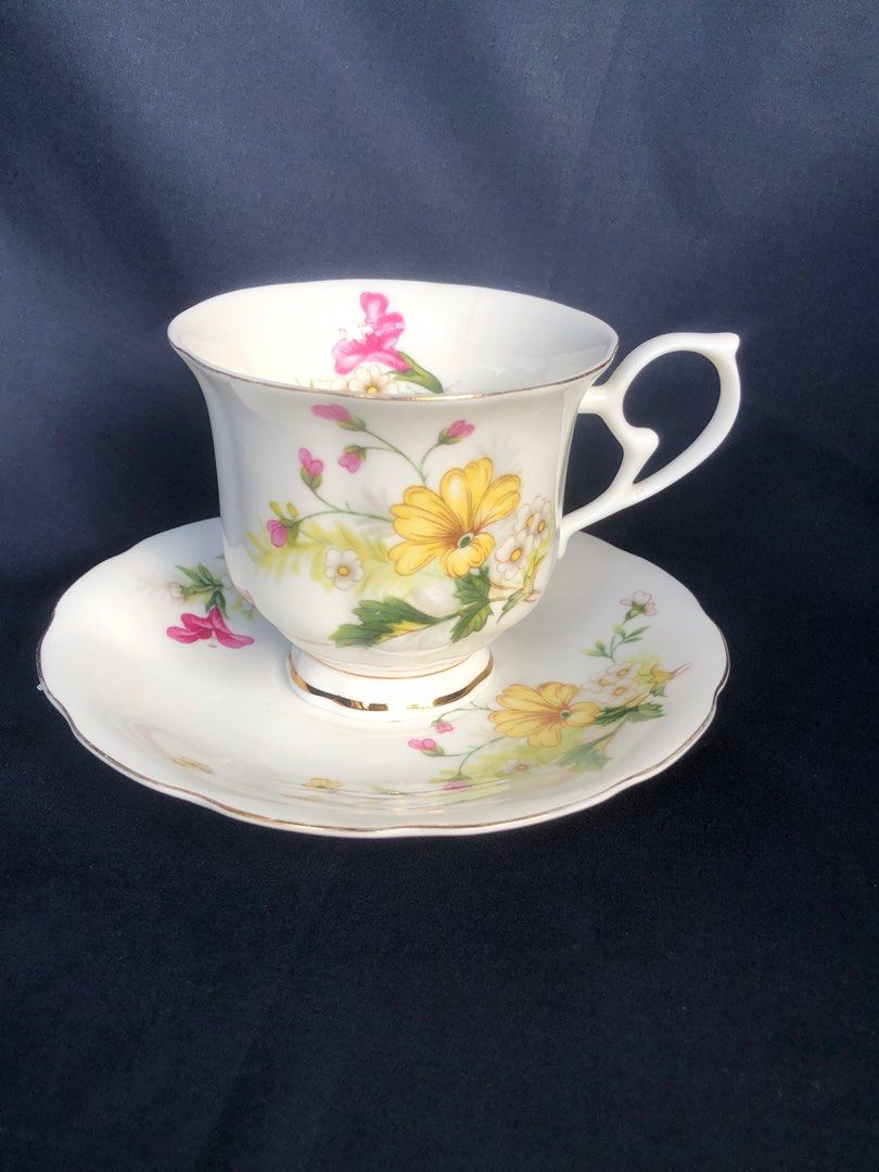 SALE Vintage Royal Wessex Clementine teaset duo fine bone china