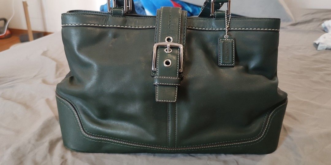 Authentic Coach dark green bag, Luxury, Bags & Wallets on Carousell