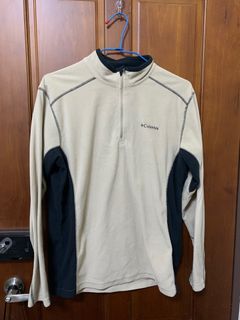 Columbia 白色色抓絨半拉鍊 L