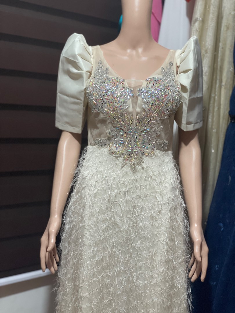 Silver store filipiniana dress