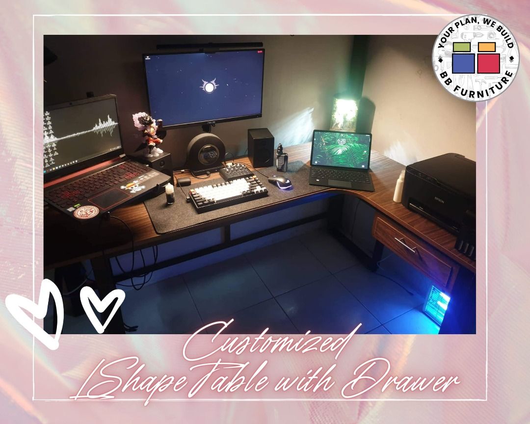 CUSTOMIZED L SHAPE TABLE/OFFICE TABLE MADE TO ORDER MESSAGE ME NOW ...