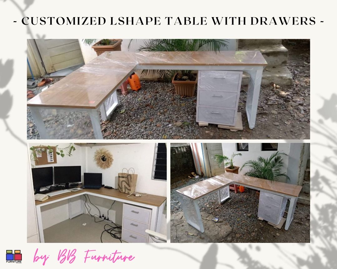 CUSTOMIZED L SHAPE TABLE/OFFICE TABLE MADE TO ORDER MESSAGE ME NOW ...