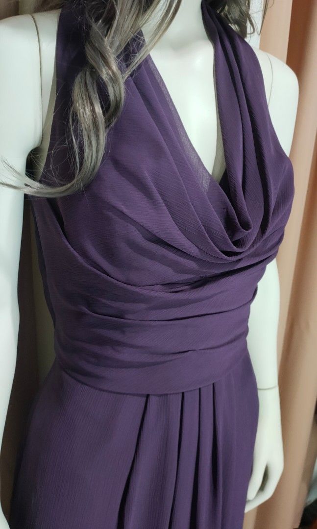 David s Bridal Plum Bridesmaid Long Dress Women s Fashion