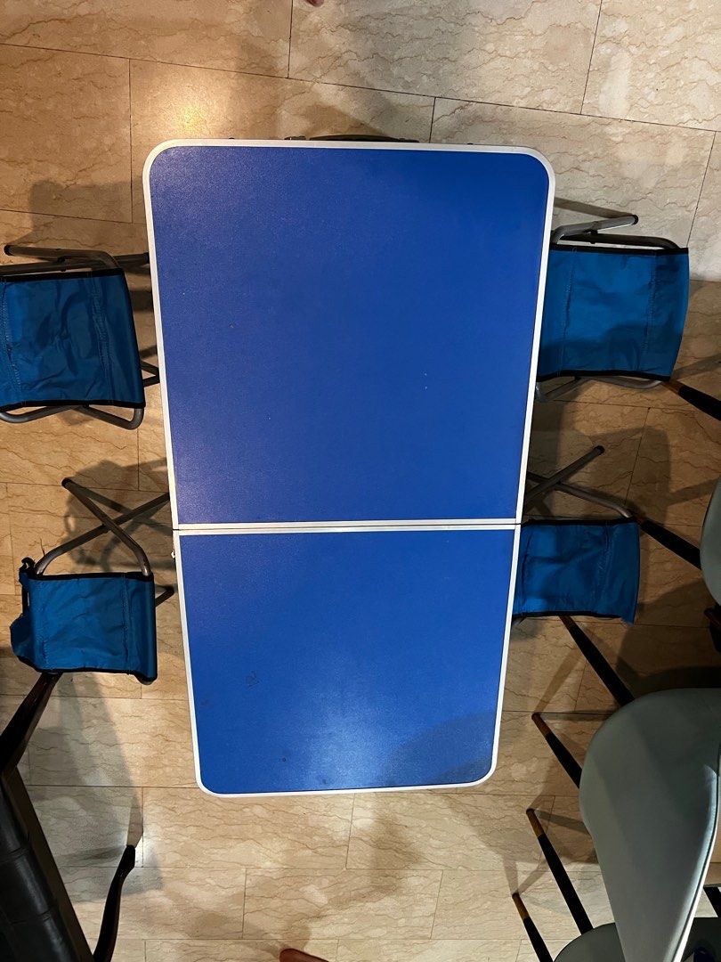 Foldable table with 4 chairs, Furniture & Home Living, Furniture