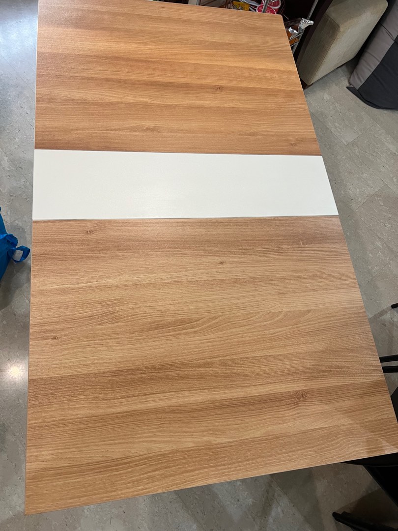 Folding dining table wheels with storage white lightly used, Furniture