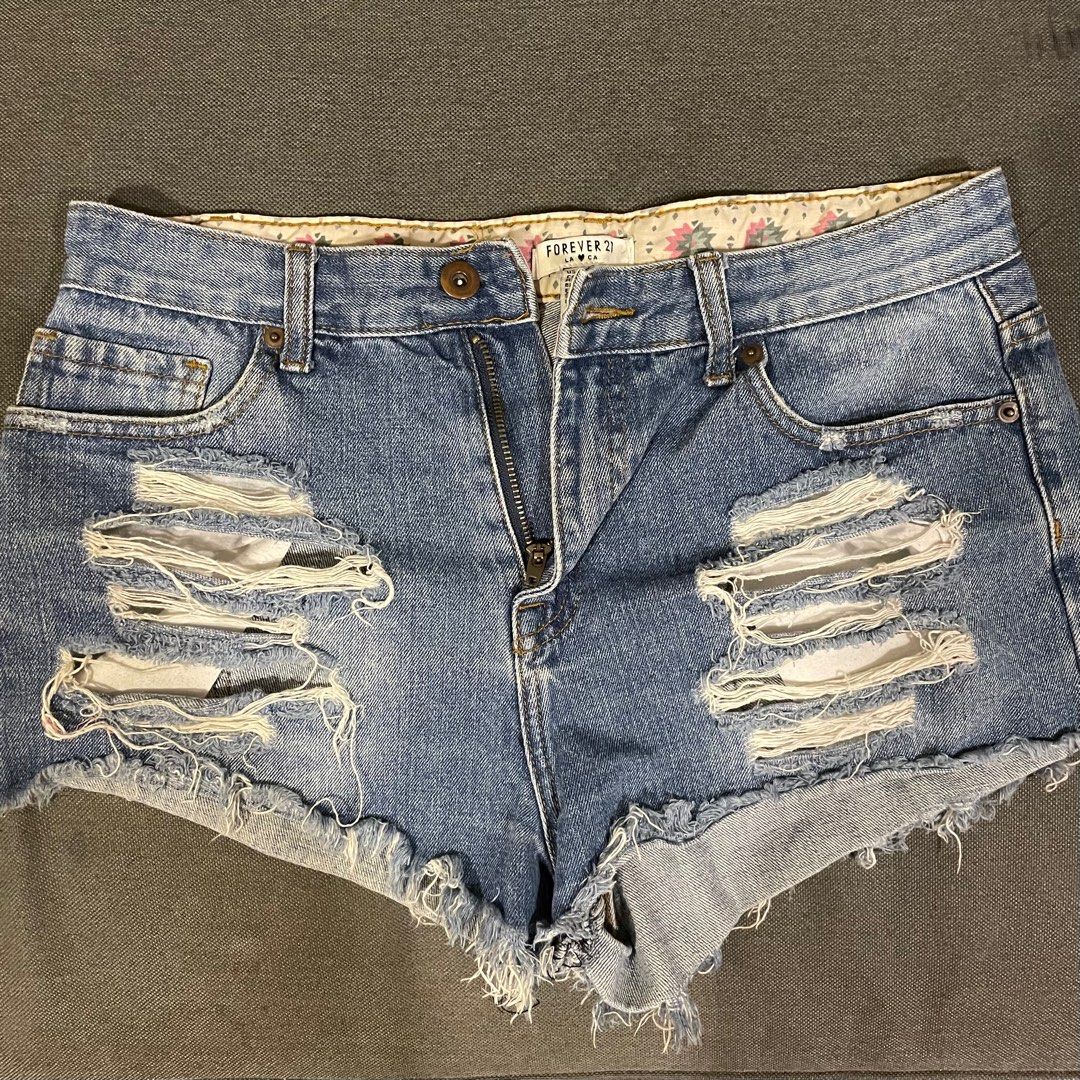 Forever 21 Ripped Denim Shorts Women s Fashion Bottoms Shorts on Carousell