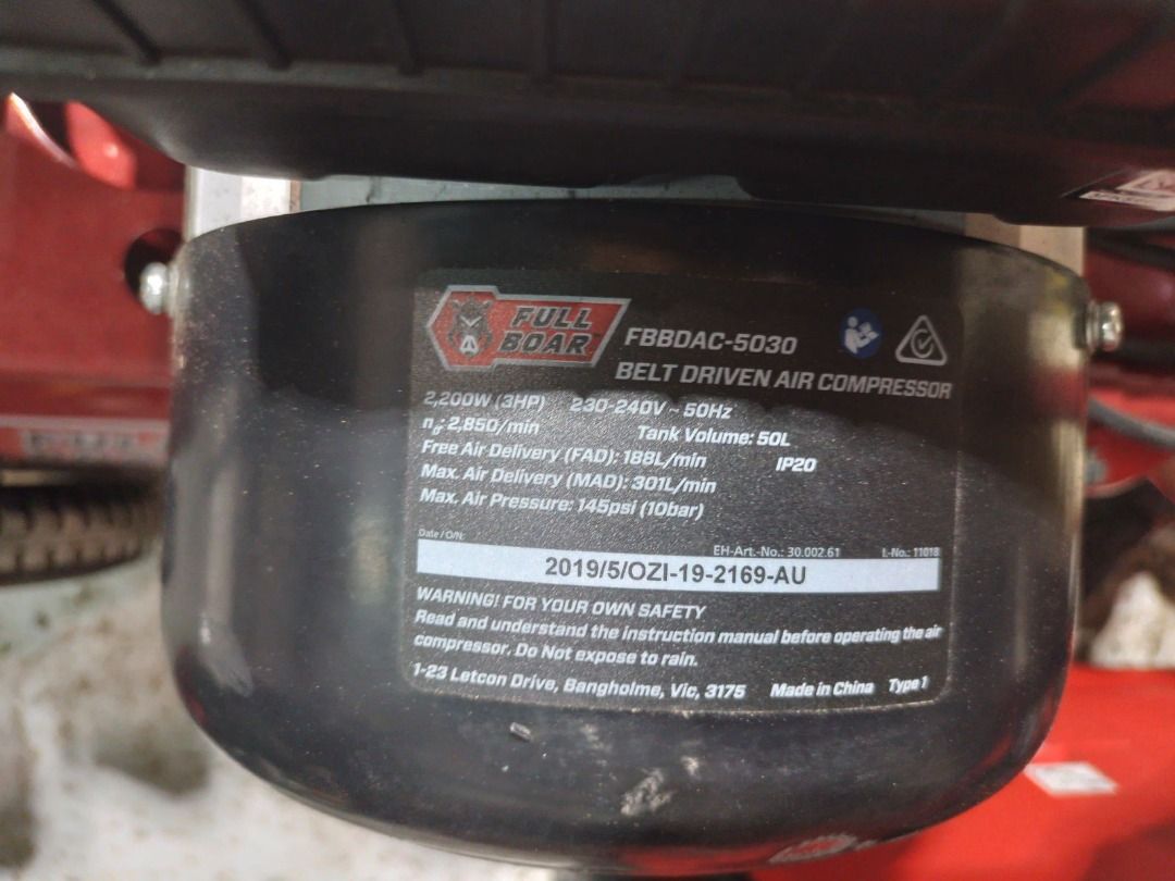 Full Boar Air Compressor 3HP Belt Drive, Commercial & Industrial