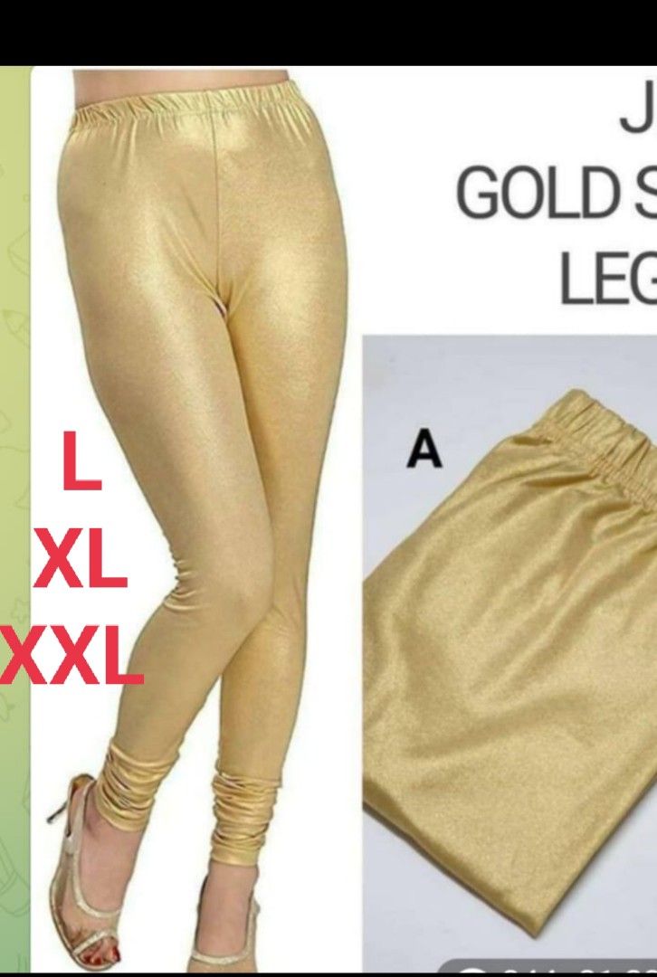 Gold shimmer legging L/XL/2XL, Women's Fashion, Bottoms, Jeans & Leggings  on Carousell