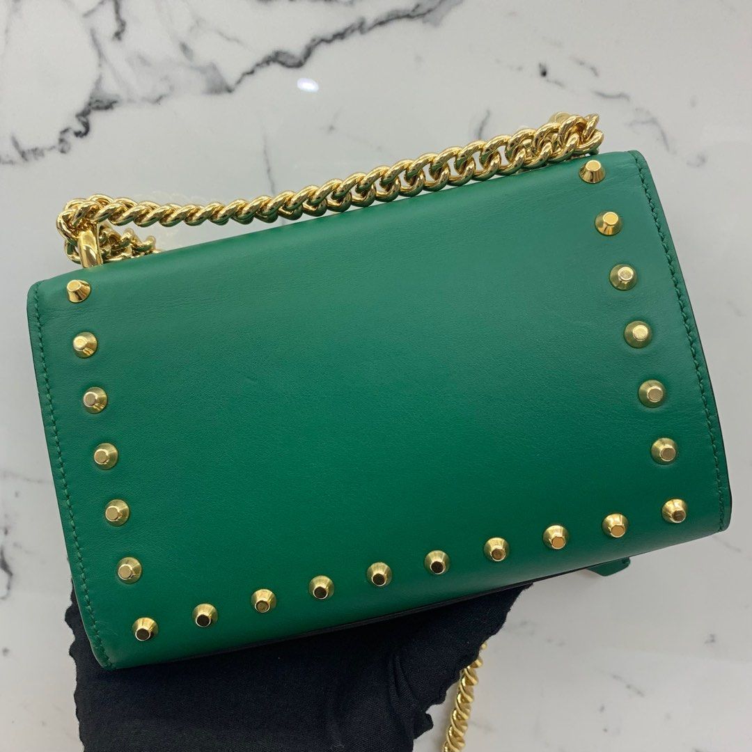 GUCCI 432182 GREEN LEATHER PADLOCK CHAIN SHOULDER BAG 227028857