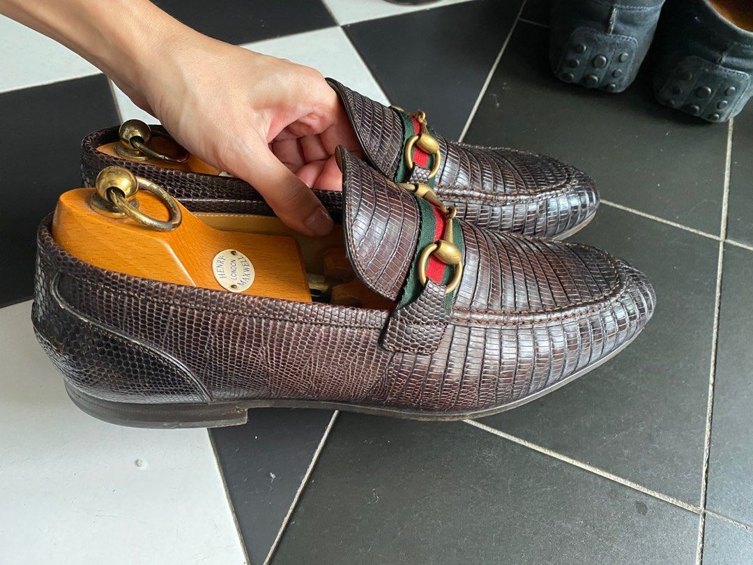 gucci lizard loafers