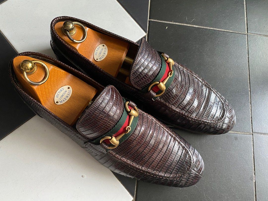 gucci lizard loafers