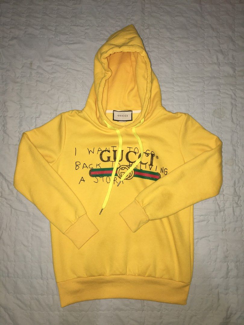 GUCCI YELLO HOODIE Men s Fashion Tops Sets Hoodies on Carousell