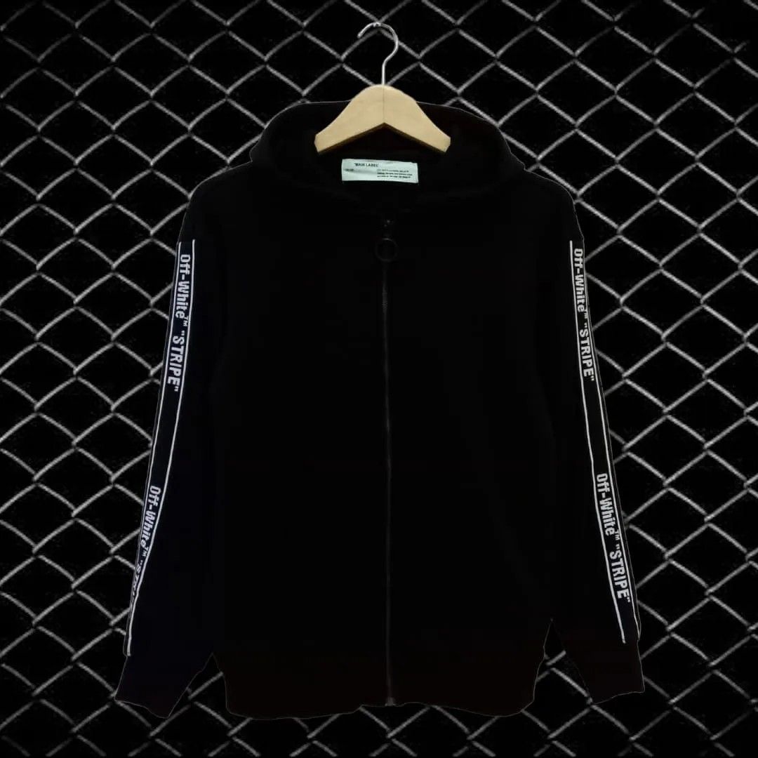 Off white stripe sale zip hoodie