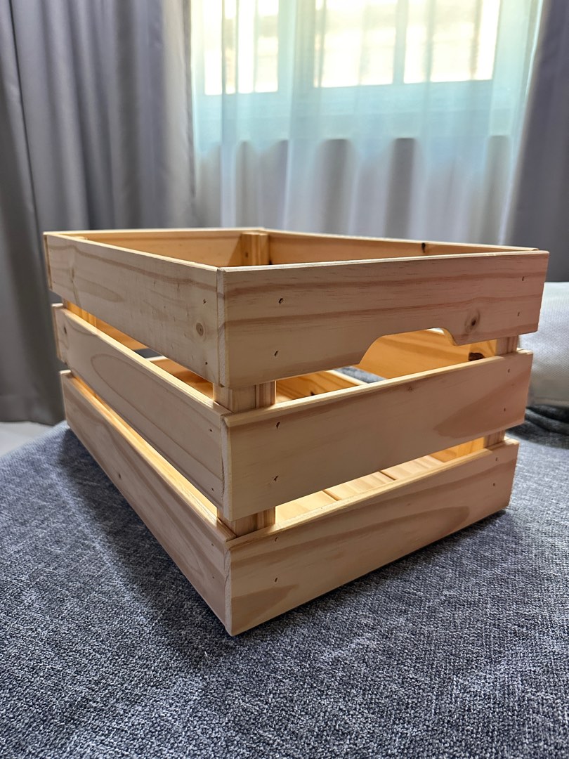 IKEA pine wood storage box 46cm crate , Furniture & Home Living, Home