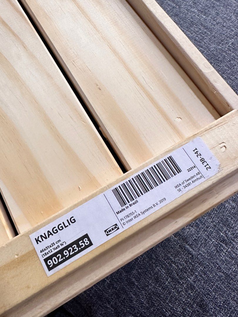 IKEA pine wood storage box 46cm crate , Furniture & Home Living, Home