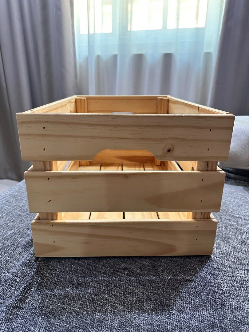 IKEA pine wood storage box 46cm crate , Furniture & Home Living, Home