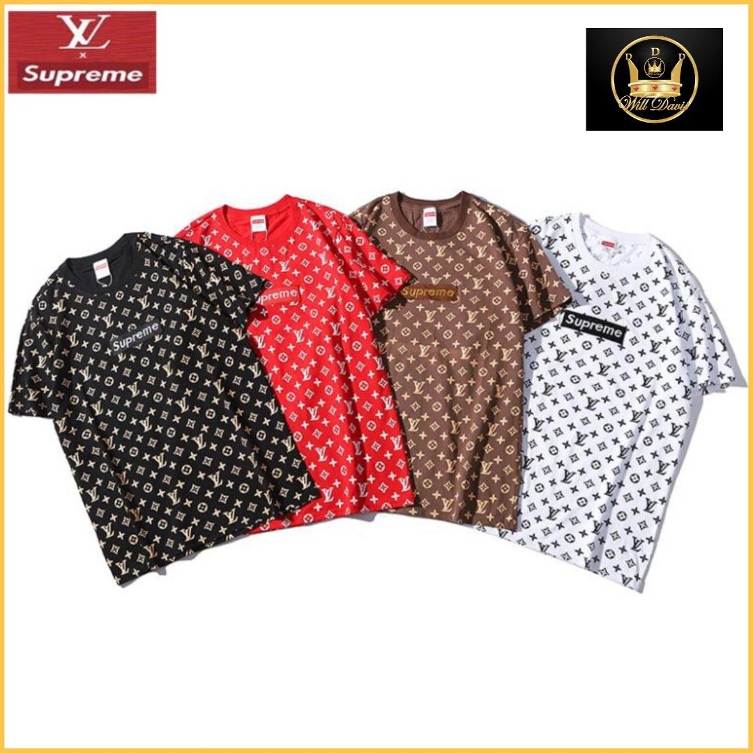 Louis Vuitton Supreme Red Luxury Brand Polo Shirt