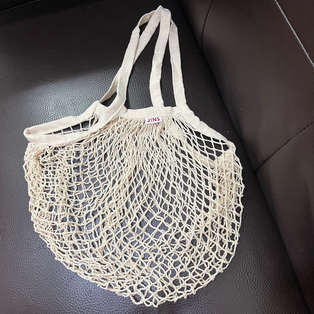 JINS 收納網袋網兜包簡約風純色手提袋環保袋復古水果購物袋鏤空漁網