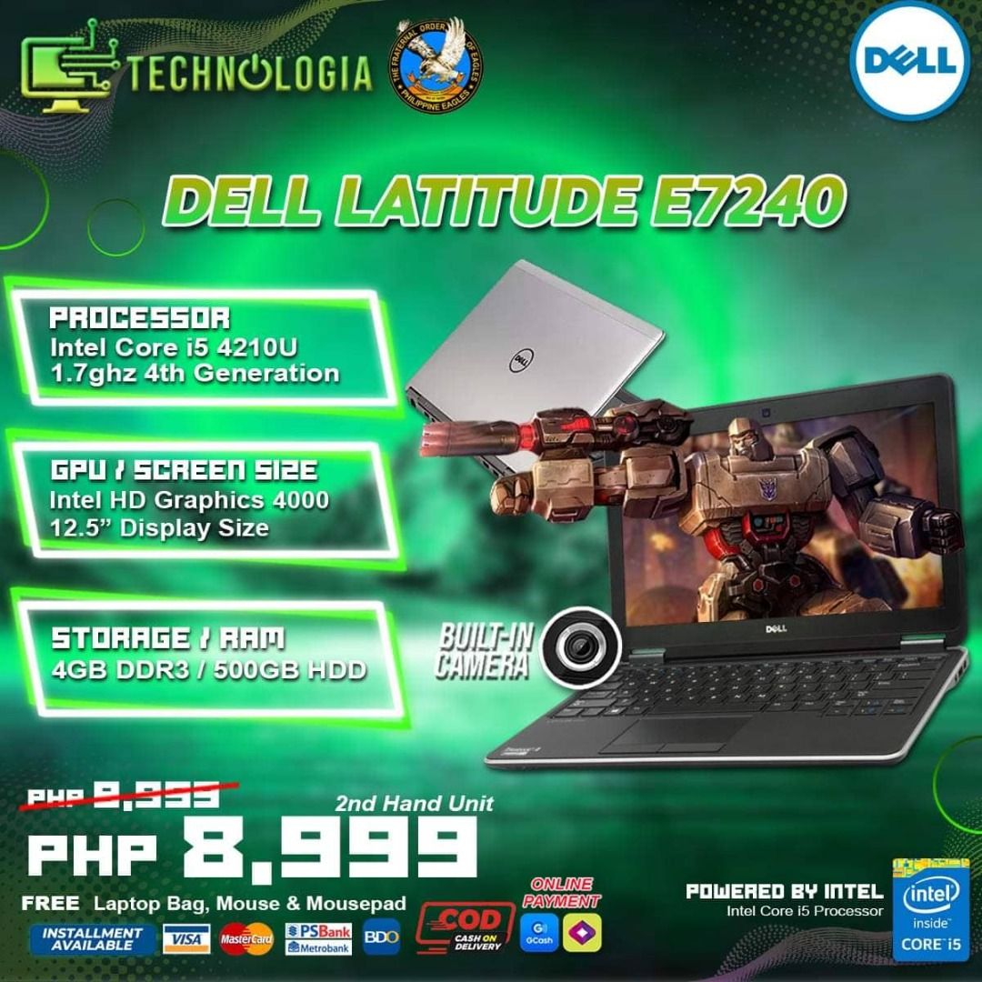 Laptop Dell Latitude E7240 Intel Core I5 4310u 30ghz 4gb 500gb Hdd 4th Generation Computers 4235