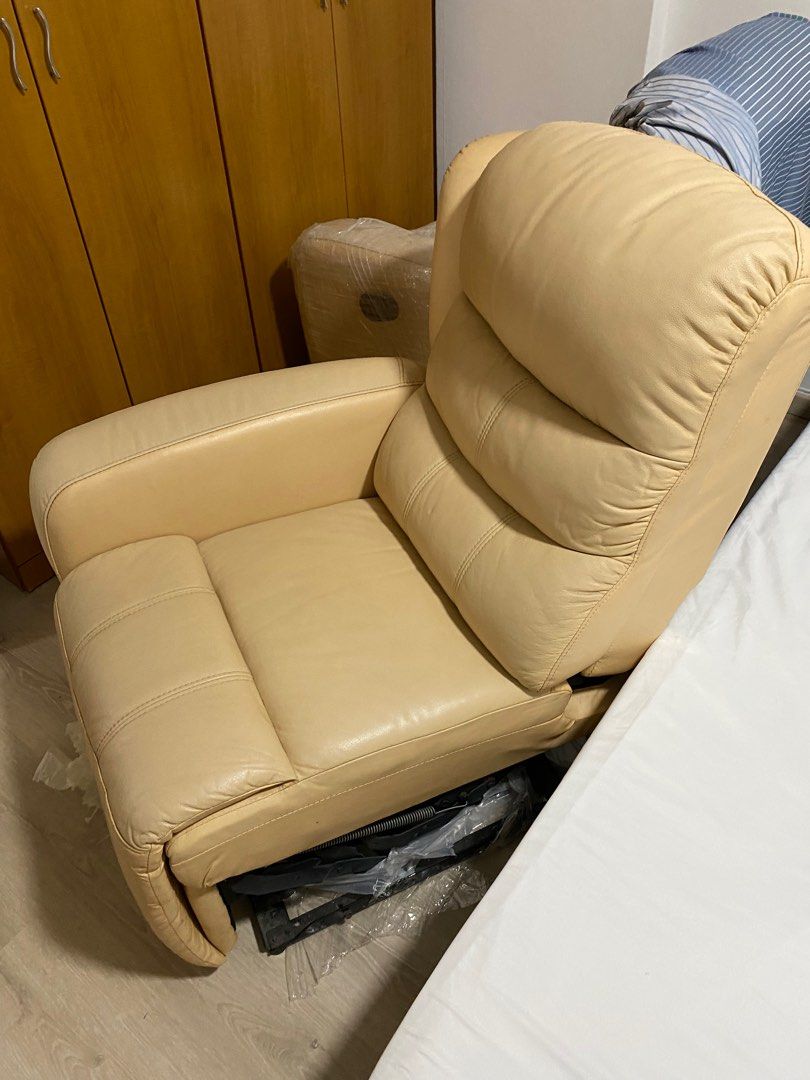 Leather Reclining Sofa (Single x2), Furniture & Home Living, Furniture, Sofas on Carousell