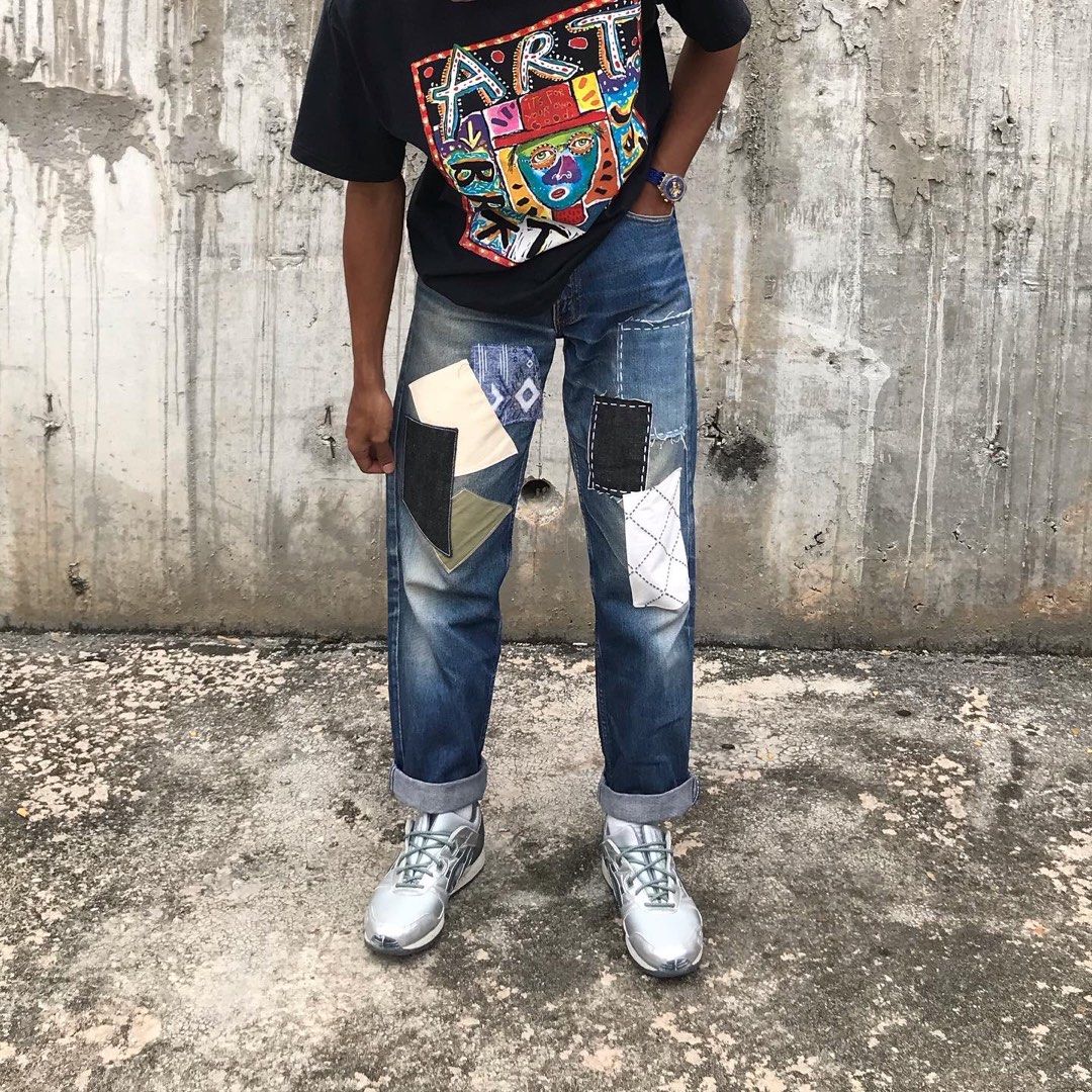 My finished custom patch jeans : r/zillakami
