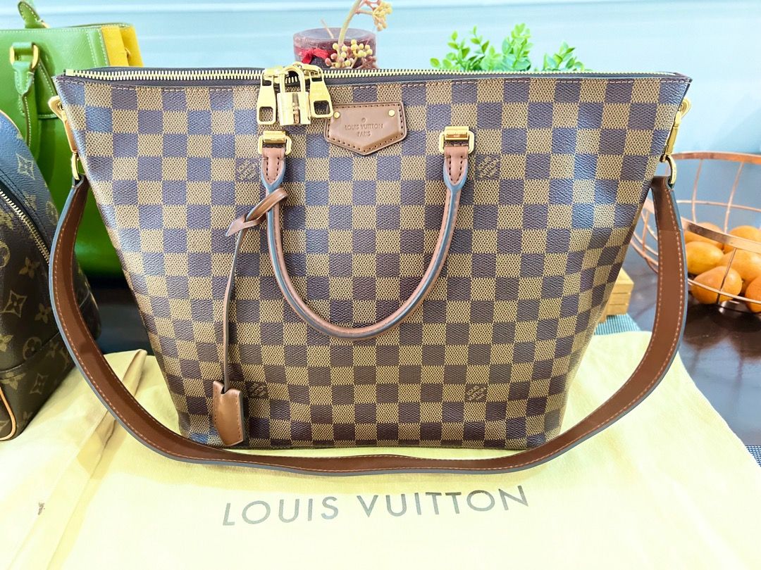 Louis Vuitton Belmont Tote, Damier Ebene With Gold Hardware