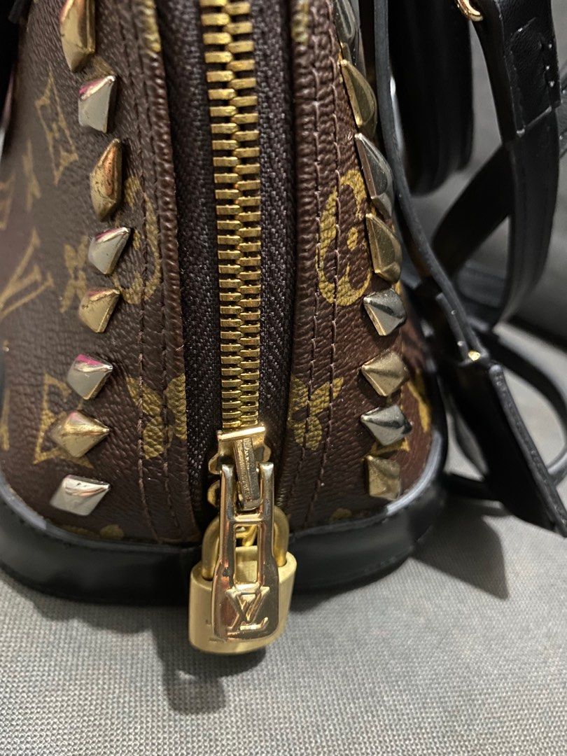 Louis Vuitton Studded Alma Bb Monogram Macassar Crossbody Bag