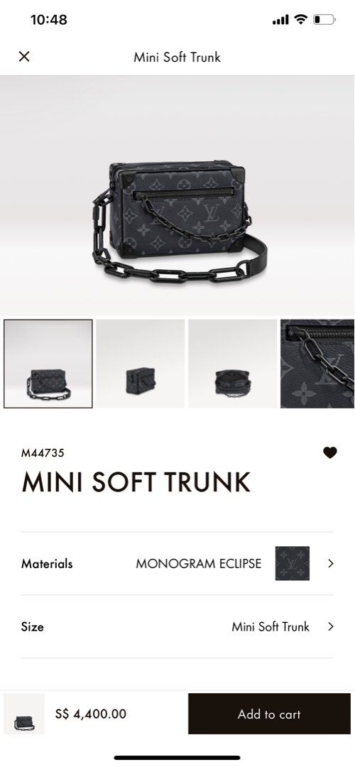 M44735 Louis Vuitton Monogram Eclipse Mini Soft Trunk