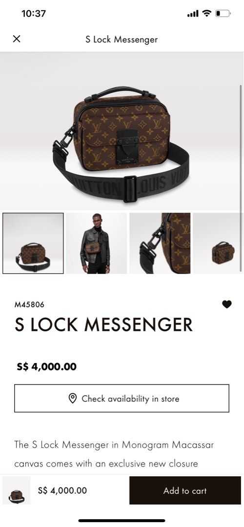 S Lock Messenger Bag Monogram Macassar Canvas - Bags M45806