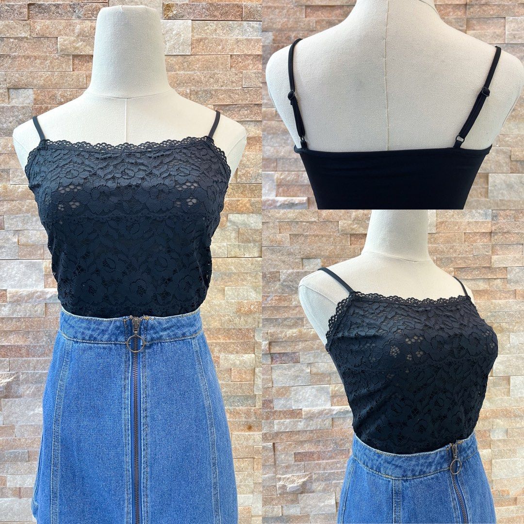 Marks&Spencers black lace sleeveless top, Women's Fashion, Tops