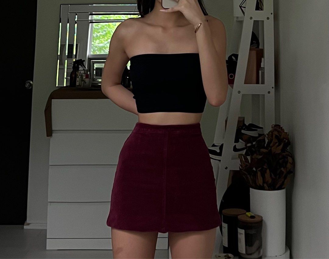 Maroon corduroy skirt sale