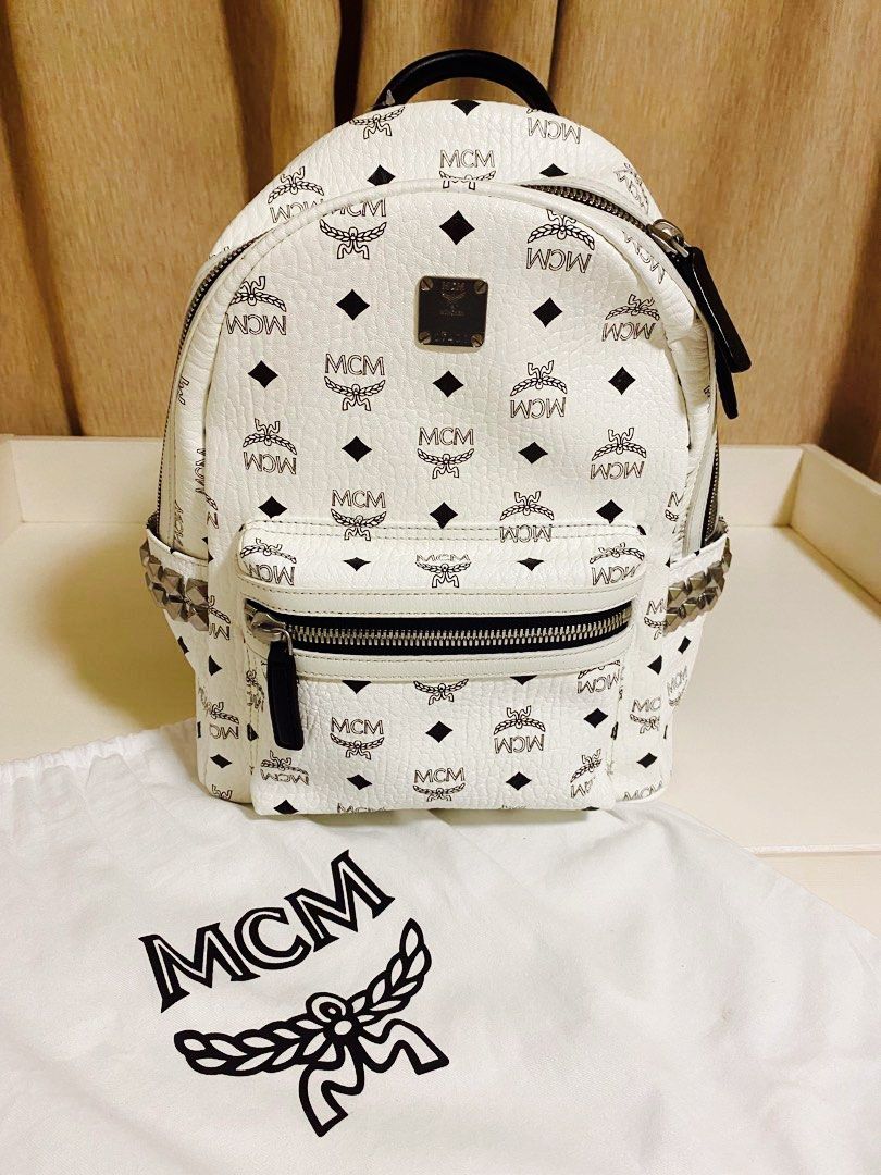 Mcm mini hot sale backpack white