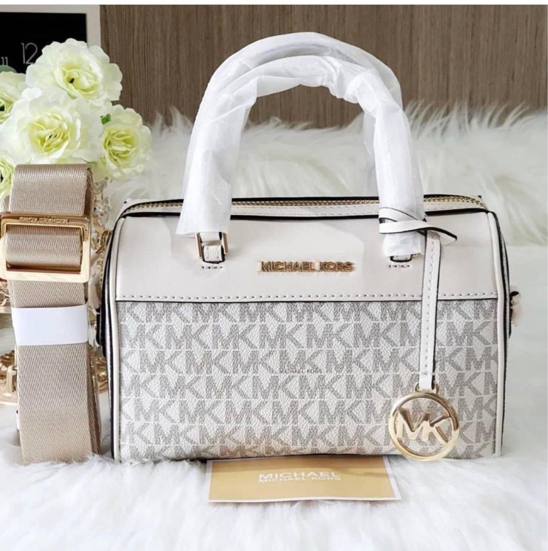 Michael Kors Jet Set MK Signature Leather Xsmall Duffle Satchel
