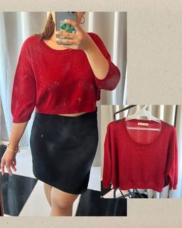 Natural Couture - Red Knitted Crop Top