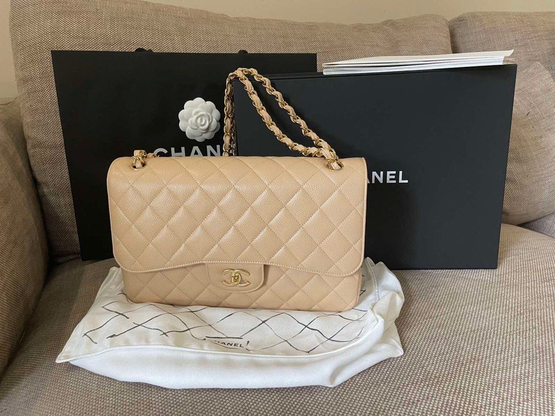 Chanel Beige Quilted Caviar Flap Bag Gold Hardware, 2022 Available For  Immediate Sale At Sotheby's
