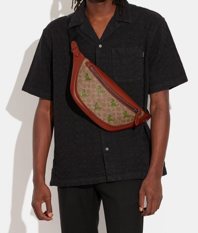 New Coach Original LEAGUE BELT BAG IN SIGNATURE CANVAS WITH REXY PRINT