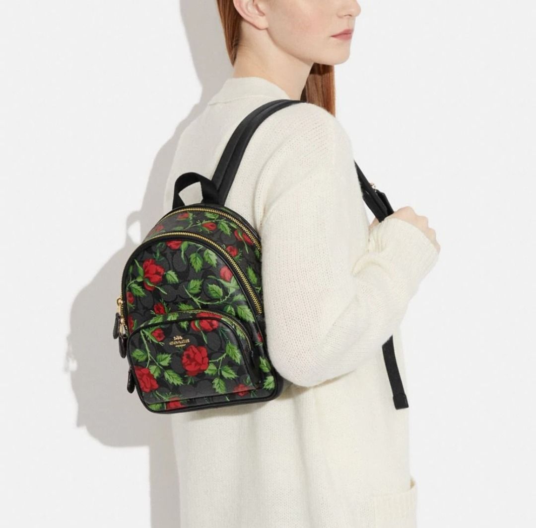 Coach backpack hot sale rose print