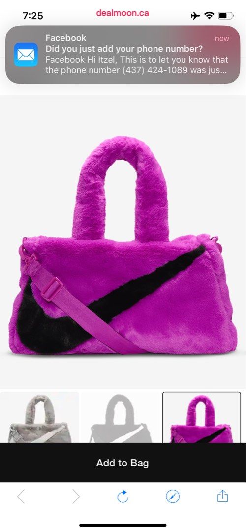 Nike Faux Fur Tote (10L) Purple