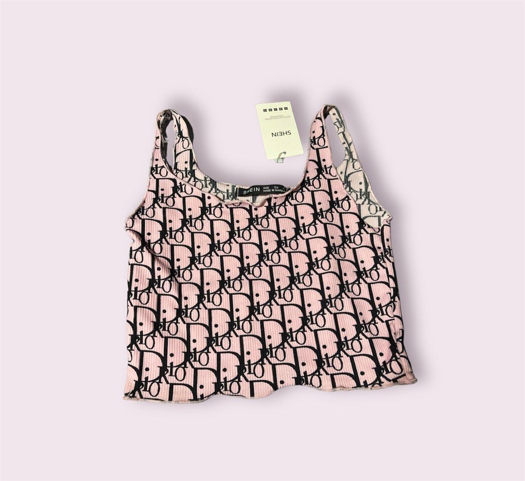 Pink Dior crop top, Women's Fashion, Tops, Sleeveless on Carousell