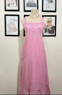 Pink Eyelet Maxi Dress