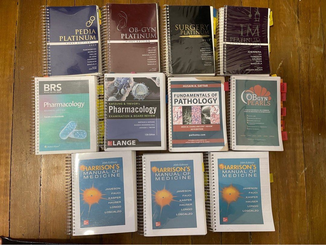 PLE and USMLE Review Materials (Category: Textbooks) located in Quezon City. Submitted by prelovedbylulu__ (Listing ID 1198676531, Image 1). Description: All in good condition and with coil bind :) PEDIA PLATINUM OB GYNE PLATINUM SURGERY PLATINUM IM PLATINUM BRS PHARMACOLOGY KATZUNG PHARMACOLOGY PATHOMA OB GYNE PEARLS HARRISON’S MANUAL OF MEDICINE Please PM for individual prices.