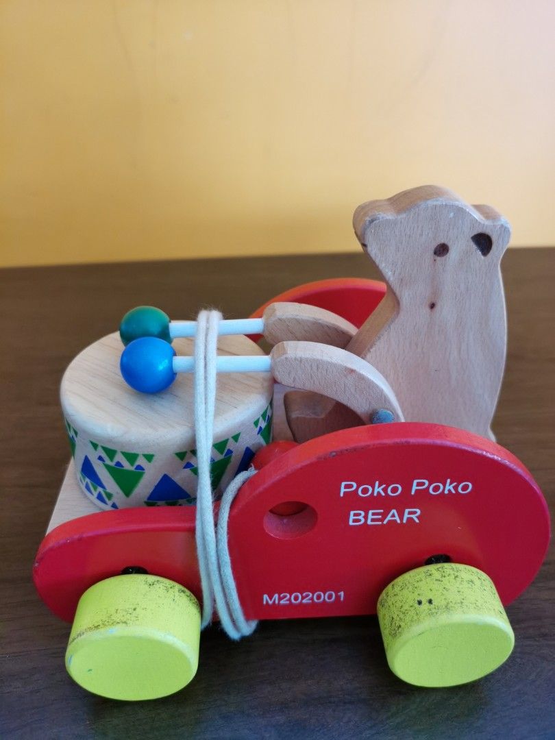 Wooden Bear Push Toy On Wheels