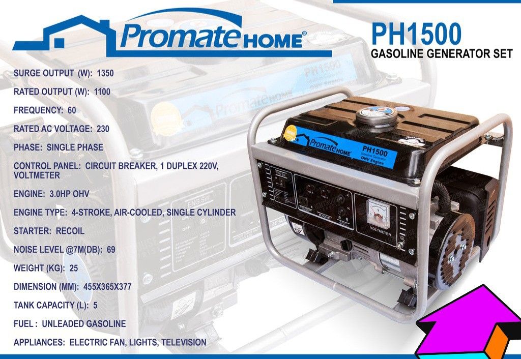 Portable Generator Promate Home PH1500 (Category: Electrical, Adaptors & Sockets) located in Lucena. Submitted by Goldrich (Listing ID 1198673125, Image 1). Description: .