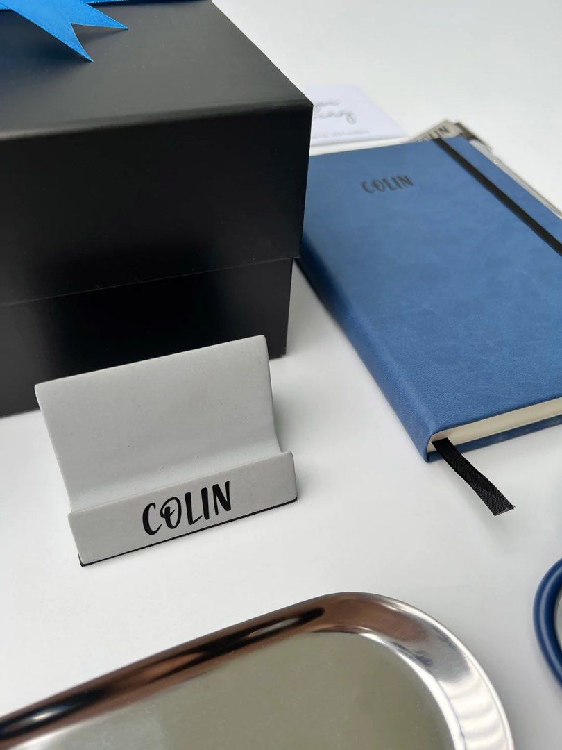 Premium Personal Desk Set in Blue + Silver | Personalised Customised ...