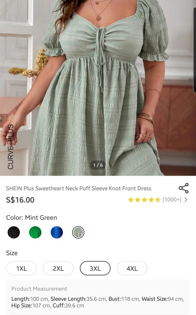 SHEIN Plus Square Neck Puff Sleeve Milkmaid Dress, SHEIN USA