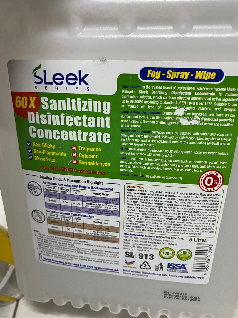 Sleek sanitizing disinfectant, Beauty & Personal Care, Sanitisers