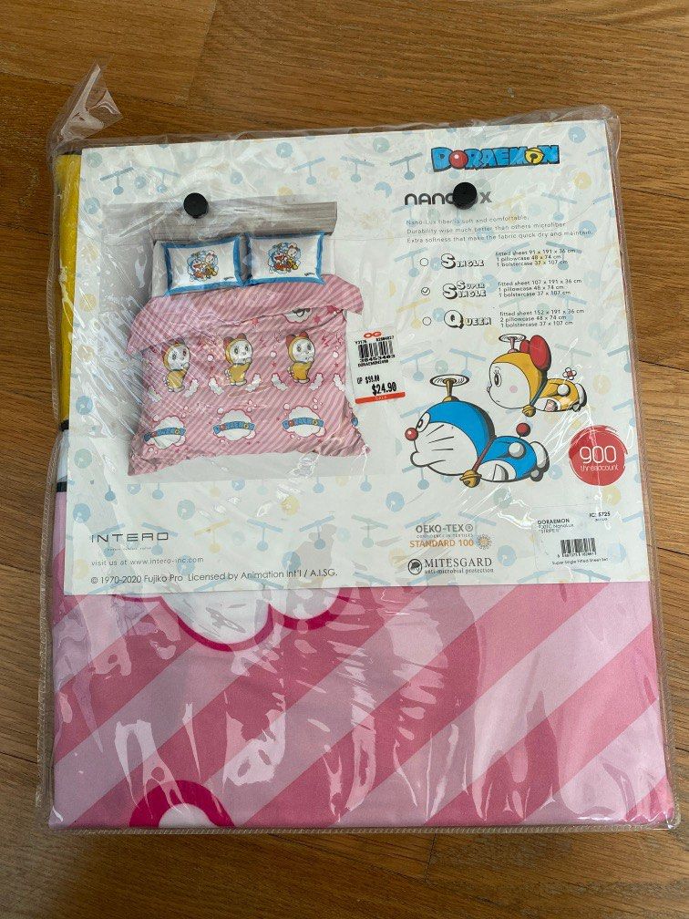 Intero Doraemon fitted sheet super single size, Furniture & Home Living, Bedding & Towels on