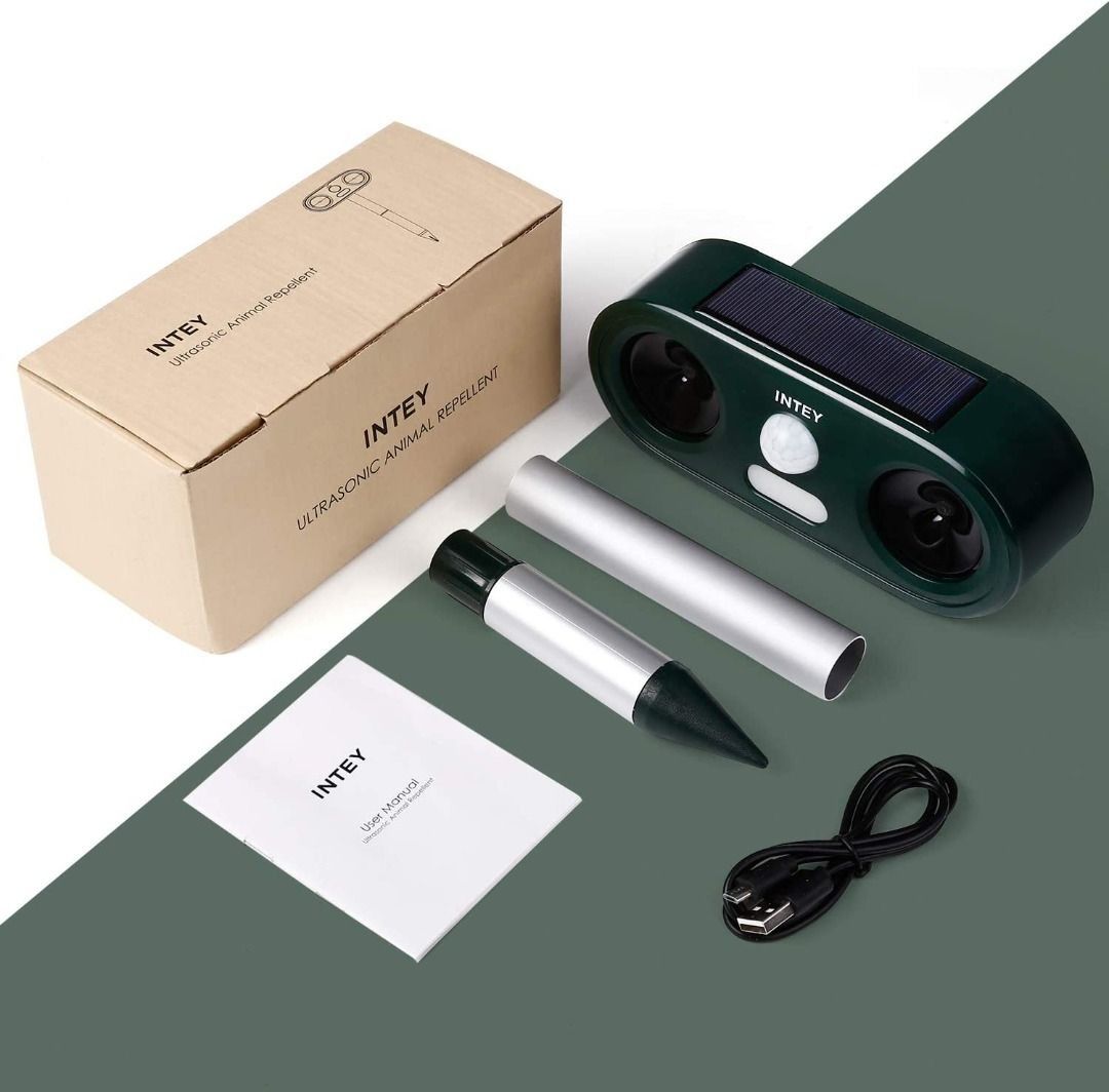 T382 INTEY Cat Repellent Ultrasonic, Animal Repeller Deterrent Outdoor