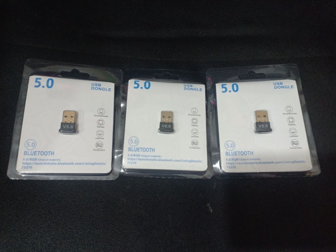USB Bluetooth Dongle (Category: Cables & Adaptors) located in Quezon City. Submitted by kyrex12 (Listing ID 1116111812, Image 2). Description: -250 each -200 wholesale (6pcs. and above) -CSR 5.0 -plug and play -with 1 week warranty -accept for shipping via GRAB and LALAMOVE COD (buyer's expense) -accept GCASH and PAYMAYA payment -COMPATIBILITY IS BUYER'S RESPONSIBILITY.